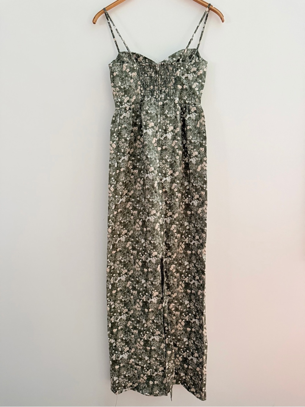 Reformation Effie Linen Maxi Dress 2 Linseed Green Floral NWT $298 - Picture 5 of 10
